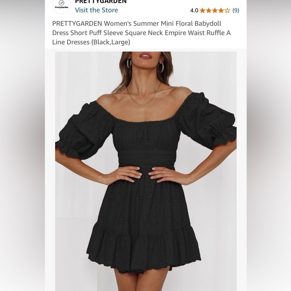 NWT Pretty Garden Black Babydoll Dress - Picture 3 of 12